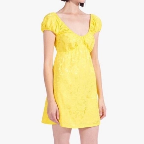 Staud Yellow Floral Mini Dress 6 - Picture 1 of 7